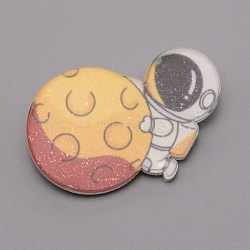 Astronaut with Planet Star Acrylic Brooch for Backpack Clothes, Orange, 29.5x46.5x10mm(JEWB-SZC0001-17)