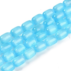 Natural Selenite Beads Strands, Dyed, Drum, Deep Sky Blue, 12x8mm, Hole: 1.2mm, about 32pcs/strand, 15.43''(39.2cm)(G-F750-14)