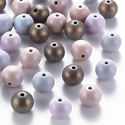 Spray Painted Acrylic Beads, Round, Mixed Color, 10x9.5mm, Hole: 1.6mm, about 870pcs/500g(MACR-S373-43J)