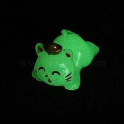 Luminous Resin Lucky Cat Display Decorations, Home Office Decoration, Glow in the Dark, White, 21x21x30.5mm(DJEW-P020-01A)