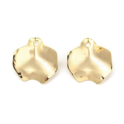 Brass Pendants, Leaf Charms, Real 18K Gold Plated, 16x15x4mm, Hole: 1.3mm(KK-L208-20G)