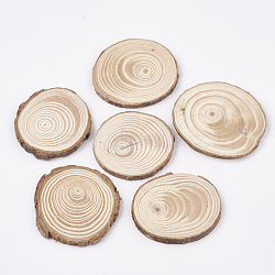 Undyed Unfinished Wooden Cabochons, Wood Slice, Tree Ring, PapayaWhip, 52~64x5mm(WOOD-T011-24)
