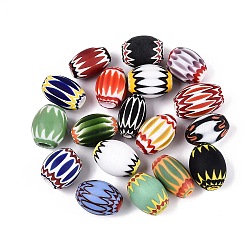 Handmade Millefiori Glass Barrel Beads, Chevron Beads, Mixed Color, 26~31x17~24mm, Hole: 2~11mm(LA-N002-23)