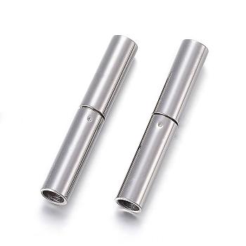 304 Stainless Steel Bayonet Clasps, Column, Stainless Steel Color, 21x3.5mm, Hole: 2.6mm