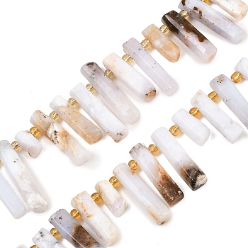 Natural White African Opal  Beads Strands, Column, 11~36x6.5~7mm, Hole: 1~1.2mm, about 40~42pcs/strand, 15.35~15.75''(39~40cm)