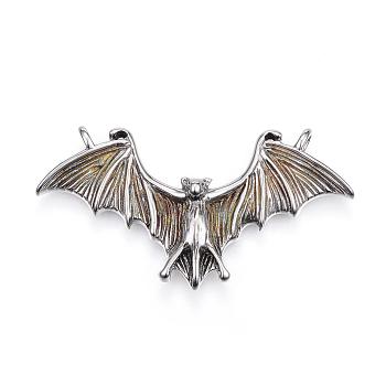 316 Surgical Stainless Steel Pendants, Bat, Antique Silver, 24.5x46x5.5mm, Hole: 2mm