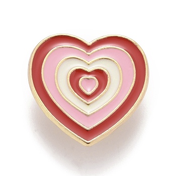 Heart Enamel Pin, Creative Alloy Badge for Backpack Clothes, Golden, Red, 24x23x1.5mm
