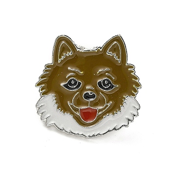 Dog Enamel Pin with Brass Butterfly Clutches, Alloy Badge for Backpack Clothing, Pomeranian Pattern, 24x24.5x10mm