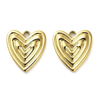 304 Stainless Steel Pendants, Heart Charm, Real 14K Gold Plated, 19x17.5x3mm, Hole: 2.5x2.3mm