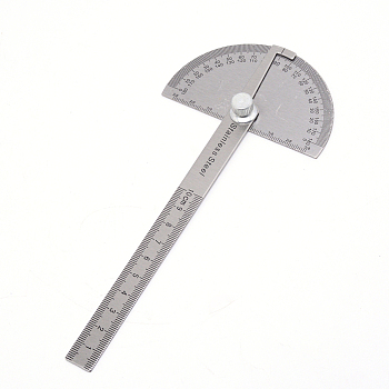 Stainless Steel Protractor Ruler, 0-180°/10cm, Stainless Steel Color, 198x53x13.5mm