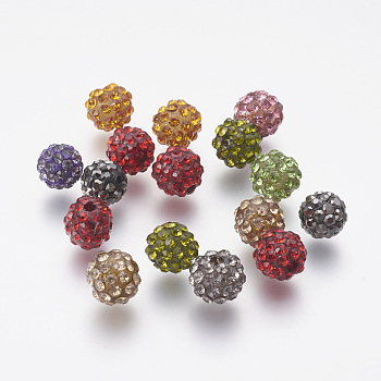 Resin Rhinestone Beads, Grade A, Round, Mixed Color, 8mm, Hole: 2mm