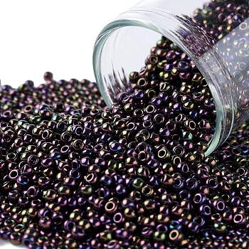 TOHO Round Seed Beads, Japanese Seed Beads, (85) Metallic Iris Purple, 11/0, 2.2mm, Hole: 0.8mm, about 1103pcs/10g