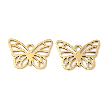 201 Stainless Steel Pendants, Hollow, Butterfly Charm, Golden, 13x18.5x1mm, Hole: 1.6mm