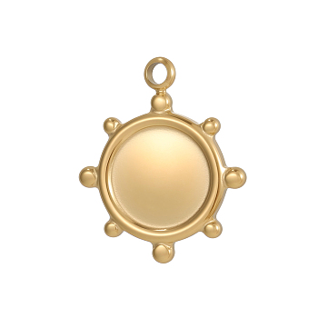 304 Stainless Steel Pendants Cabochon Setting, Flower, Ion Plating(IP), Real 14K Gold Plated, 15x12mm, Hole: 1mm, Tray Size: 8mm
