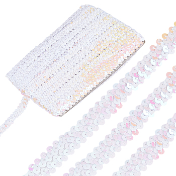12.5M Polyester Ribbon, with Paillette, for Clothing Ornament, White, 3/4 inch(20mm), about 13.67 Yards(12.5m)/Set