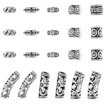 Tibetan Style Alloy Beads, Mixed Shapes, Antique Silver, 12.5x11.5x1.15cm