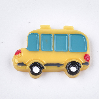 Resin Cabochons, Bus, Yellow, 21x29.5x5mm