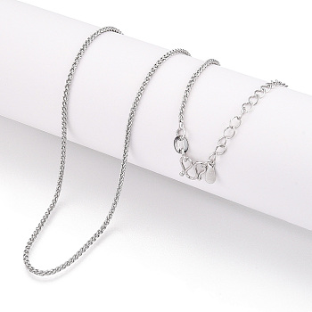 Brass Wheat Chain Necklaces, with M Clasps, Real Platinum Plated, 17.80x0.06 inch(45.2x0.15cm)