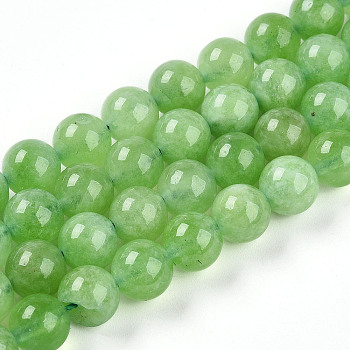 Natural Quartz Beads Strands, Dyed & Heated, Imitation Peridot, Round, Lime Green, 8~8.5mm, Hole: 1.2mm, about 48pcs/strand, 15.35 inch(39cm)