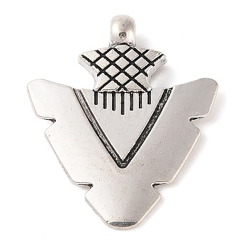 Tibetan Style Alloy Pendants, Cadmium Free & Lead Free, Arrow, Antique Silver, 35x30x6mm, Hole: 3.2mm, about 140pcs/1000g