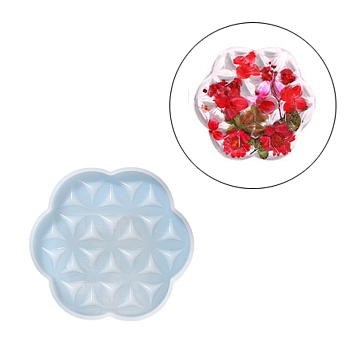 DIY Life of Flower Textured Cup Mat Silicone Molds, Resin Casting Coaster Molds, For UV Resin, Epoxy Resin Craft Making, Flower, 104x110x9.5mm