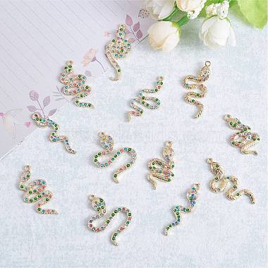 16 Pieces Alloy Snake Charms Pendant Cubic Zirconia Snake Charm Animal Pendant Mixed Color for Jewelry Necklace Earring Making Crafts(JX732A)-3