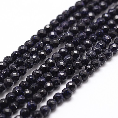 6mm PrussianBlue Round Blue Goldstone Beads