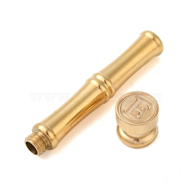 Golden Tone Brass Wax Seal Stamp Head with Bamboo Stick Shaped Handle(STAM-K001-05G-E)-2