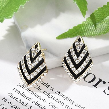 Brass Rhinestone Stud Earrings(EJEW-P301-02G)-5