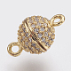 Brass Micro Pave Cubic Zirconia Magnetic Clasps with Loops(ZIRC-F083-111G-RS)-1