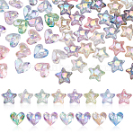 50Pcs 2 Styles UV Plating Transparency Acrylic Beads, Iridescent, Mixed Shapes, Faceted, Mixed Color, 17~18.5x19.5x11.5~12mm, Hole: 2.2mm, 25pcs/style(MACR-GA0001-07)