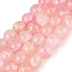 Baking Paint Crackle Glass Beads Strands, Imitation Gemstone Beads, Round, Pink, 8~8.5mm, Hole: 0.9~1.2mm, about 100~108pcs/strand, 29.33~31.30 inch(74.5~79.5cm)(GLAA-Q106-03A-22)