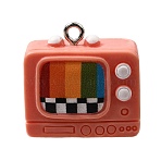 Nostalgic Home Appliance Opaque Resin Pendants, TV Charm, with Platinum Iron Loop, Salmon, 20x21.5x10mm, Hole: 2mm(RE-CBA4336-02A-P)