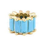 Brass Micro Pave Cubic Zirconia European Beads, Rondelle Wheel Large Hole Bead, Long-Lasting Plated, Rack Plating, Lead Free & Cadmium Free, Real 18K Gold Plated, Sky Blue, 11.5x7mm, Hole: 6mm(KK-C170-33G)