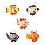 5Pcs 5 Colors Handmade Lampwork Pendants, Tropical Fish Charms, Mixed Color, 30~33x29~31x10~12mm, Hole: 3~4mm, 1pc/color(LAMP-FS0001-80A)