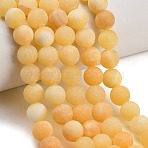Natural Yellow Calcite Beads Strands, Smooth Round, Frosted, Grade AB, Yellow, 10~10.5mm, Hole: 1.5mm, about 38pcs/strand, 14.76~14.96''(37.5~38cm)(GG-CBAA3AB-03-10mm)