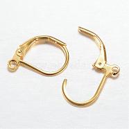 304 Stainless Steel Leverback Earring Findings, with Loop, Golden, 16x10mm, Hole: 1.5mm, Pin: 0.8x1mm(STAS-G081-61G)