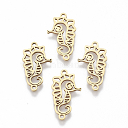 201 Stainless Steel Links connectors, Laser Cut, Sea Horse, Golden, 20.5x11x1mm, Hole: 1.4mm(X-STAS-R104-038G)