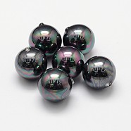 Shell Pearl Beads, Grade A, Round, Half Drilled, Black, 10mm, Hole: 1.2mm(X-BSHE-L031-02-10mm)