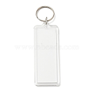Acrylic Photo Snap in Keychain, with Iron Split Key Rings, Rectangle, Platinum, Clear, 9cm, Rectangle: 85x34x5mm(KEYC-NH0001-01)