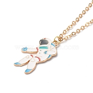 Alloy Enamel Astronaut Pendant Necklaces, with Brass Cable Chain, Light Gold, 17.91 inch(45.5cm)(NJEW-JN03622-02)