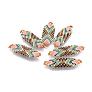 MIYUKI & TOHO Handmade Japanese Seed Beads Links, Loom Pattern, Colorful, 35~36.5x12.5x2mm, Hole: 2x3mm(SEED-A027-D03)