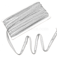 Sparkle Polyester Ribbons, with PVC Plastic Paillette, Garment Accessories, Silver, 1/2 inch(13mm), about 35 Yards(32m)/Card(OCOR-WH0060-59D)