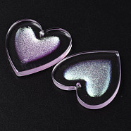 Resin Pendants, with Glitter Powder, Heart, Thistle, 34x34x4mm, Hole: 1.6mm(KY-S163-418A)