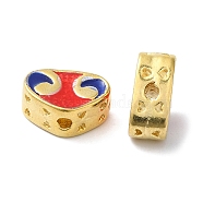 Rack Plating Brass Enamel Beads, Long-Lasting Plated, Cadmium Free & Lead Free, Triangle, Real 18K Gold Plated, 6.5x9.5x4mm, Hole: 1mm(KK-P276-39G)