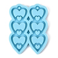 Heart Pendant Silicone Molds, Resin Casting Molds, For UV Resin, Epoxy Resin Jewelry Making, Dark Cyan, 82x63x7mm(DIY-P022-15)