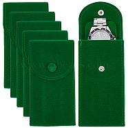 Velvet Watch Bag Package, with Snap Button, Green, 13x6.7x0.8cm(TP-WH0013-005C)