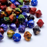 Drawbench Acrylic Beads, Spray Painted, Bicone, Mixed Color, 7.5x7.5mm, Hole: 1.5mm, about 3100pcs/500g(MACR-K331-30)