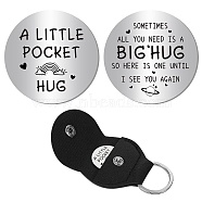 Pocket Hug Token Long Distance Relationship Keepsake Keychain Making Kit, Including PU Leather Holder Case Keychain Findings, 201 Stainless Steel Commemorative Inspirational Coins, Word, 105x47x1.3mm(DIY-CN0002-67G)