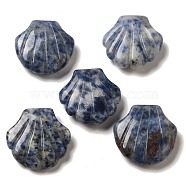 Natural Blue Spot Jasper Carved Healing Shell Figurines, Reiki Energy Stone Display Decorations, 30~30.5x30x8~8.5mm(G-K353-03J)